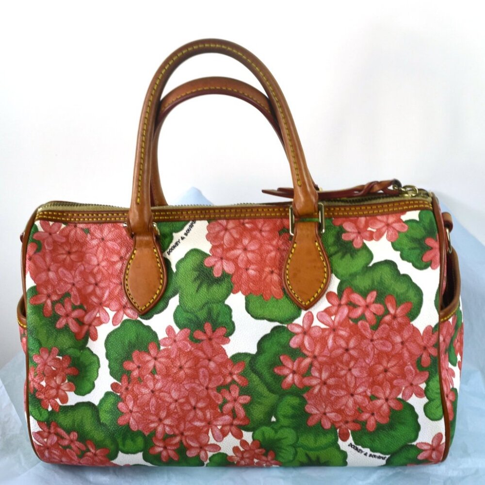 Dooney & Bourke Red Hydrangea Shoulder Satchel w Change Purse - Picture 6 of 16